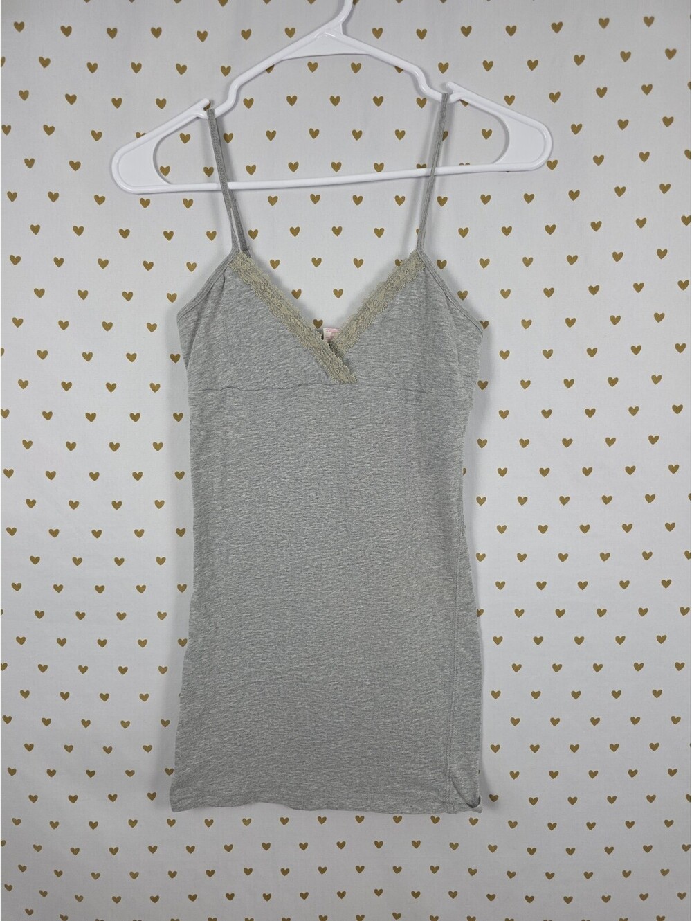 Victorias Secret PINK Vintage y2k Grey Tank Top HEART Love XS